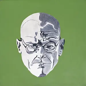 Breaking Bad – portraits pop - peinture contemporaine Alice Viry reproduction du portrait de Walter White à l'acrylique sur toile. portrait noir et blanc sur fond vert